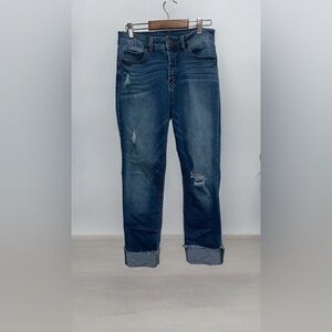Sound Style NY LA Cuffed Crop Distressed Blue Denim Jeans Size 6
